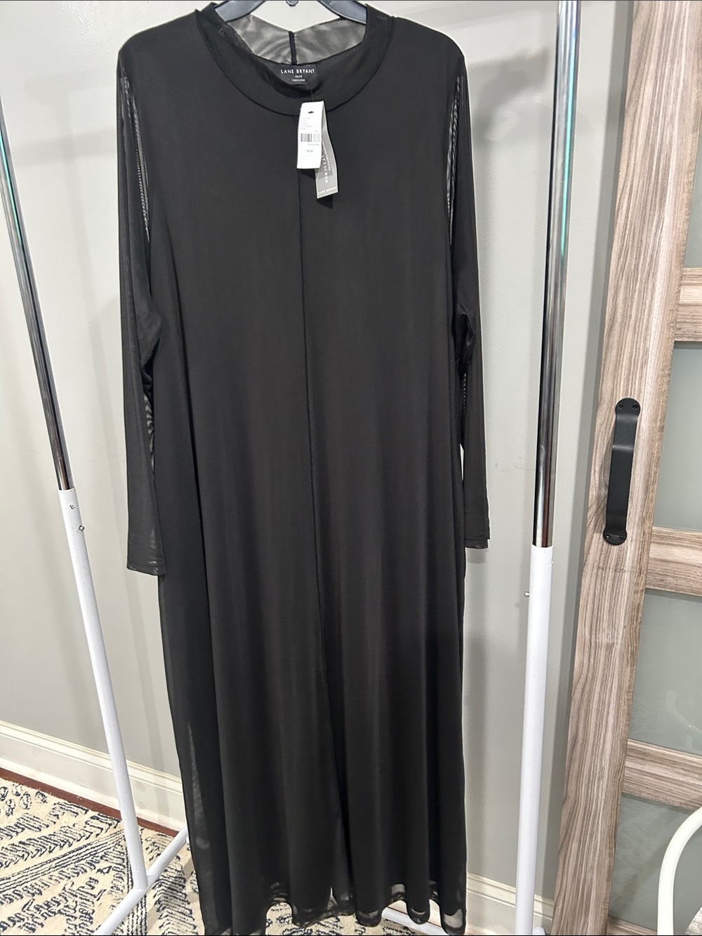 Lane Bryant Black Sheer-Sleeve Maxi Dress